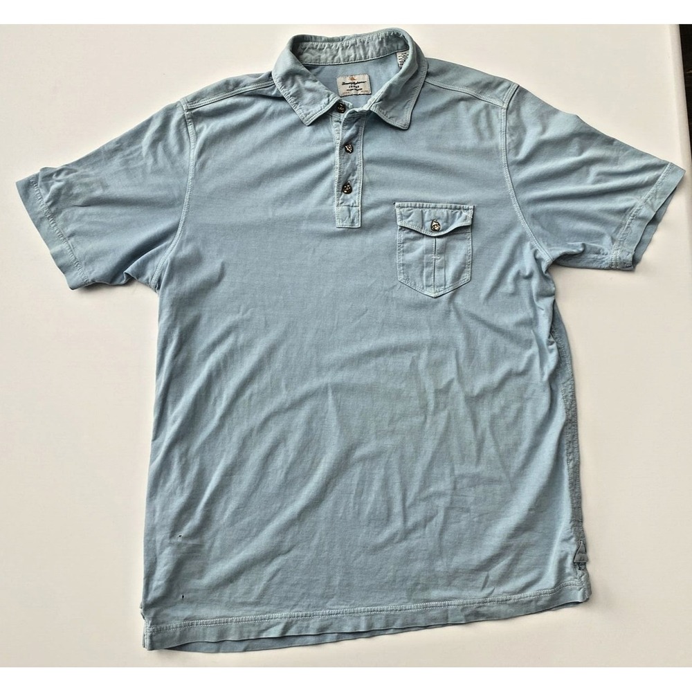 Tommy Bahama Polo Shirt Mens M Blue Good Short Sleeve Pocket TB14